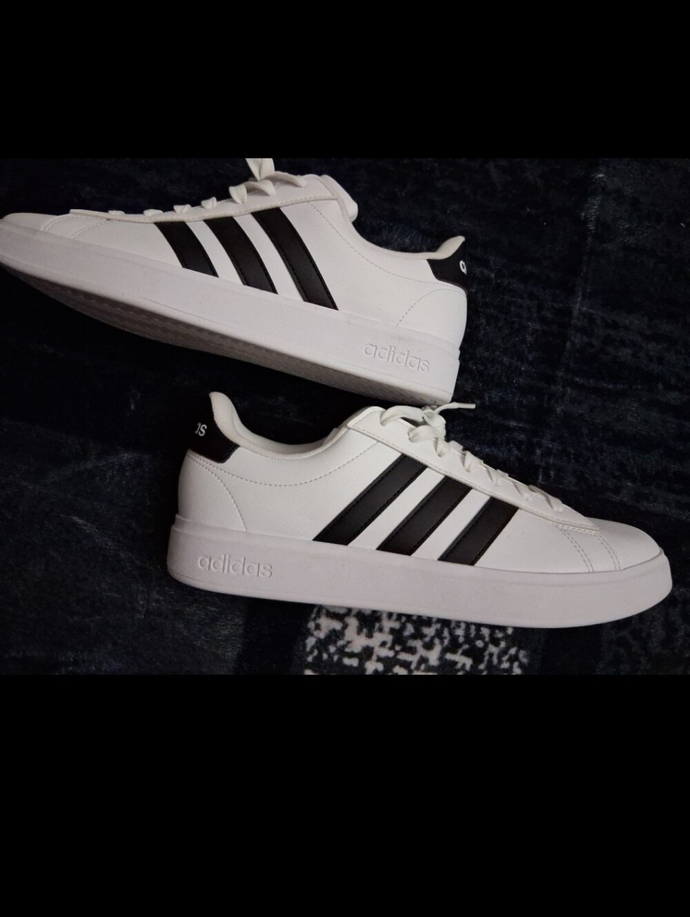 adidas Men’s White Sneakers with Black Three-Stripes